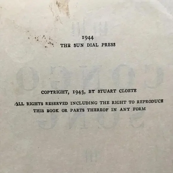 CONGO SONG Stuart Cloete HC Book Vintage 1944 - Picture 4 of 9